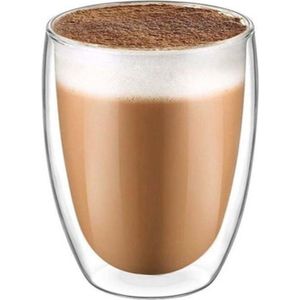 Krumble koffieglas of theeglas - Caffe latte glazen - Dubbelwandige koffieglazen - Cappuccinoglazen - Vaatwasserbestendig - 300 ml - Transparant