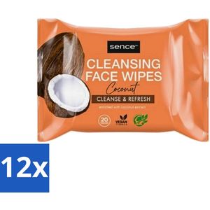 12 x Sence - Coconut - Gezichtsreinigingsdoekjes - Verzorgend - 20 Doekjes - Gezichtsreiniging - Kokos - Gezichtsdoekjes - Huidverzorging - Make-up Remover