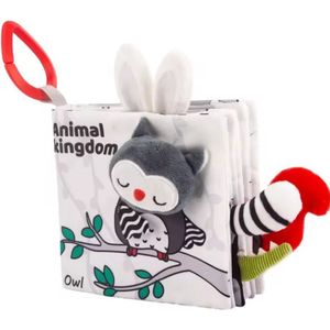 Yippiez - Owl - Zacht knisperboek baby- Met Piepend Drukfluitje - box speelgoed - sensorisch - leren - stof – verschillende kleuren - dieren - kraamkado – kraamcadeau