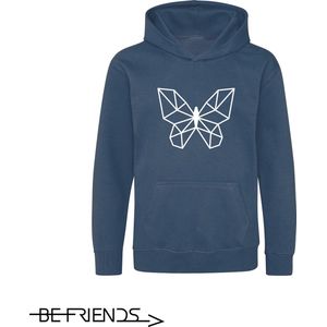 Be Friends Hoodie - Vlinder - Kinderen - Blauw - Maat 7-8 jaar