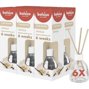Bolsius True Scents - Geurstokjes - Vanille - 6 stuks - Voordeelverpakking - 60ml