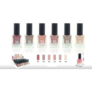 Easy Paris Cosmetics - Set met 6 Flesjes Nagellak - Rood en 5 Bruin tinten - Inhoud per flesje 15 ml.
