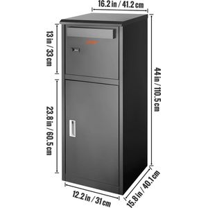 T&L Store® Brievenbussen - Brievenbus zwart - Wandbrievenbus - Anti-Diefstal - Metaal - IPX3 Waterproof - Eenvoudige 3 Staps Installatie - 41x40x110 cm