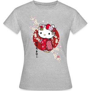 Hello Kitty In Een Rode Kimono En Kersenbloesems T-Shirt Dames
