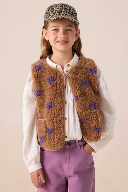 Sissy-Boy - Gilet - Bruin - Teddy - Met Hartjes
