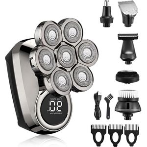 Waterdicht elektrisch scheerapparaat voor heren - LED-display oplaadbaar en met 8 roterende scheerkoppen