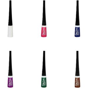 D'Donna - Set met 6 kleuren vloeibare eyeliner - Waterproof - Matte - Wit - Roze - Blauw - Paars - Groen - Bruin - 6 flacons met elk 3 gram inhoud