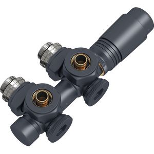 EMKE Radiatorkraan met Thermostaat - 2 in 1 Haaks/Recht Universeel - Midden Aansluitset 1/2"" - 3/4"" 16mm