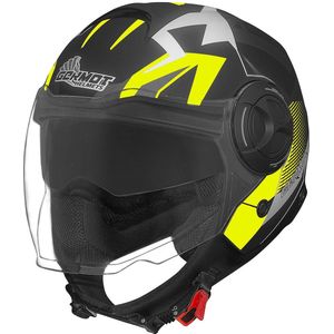 Germot Motorrad Jethelm GM 650 Matt Schwarz/Fluo-Gelb-S