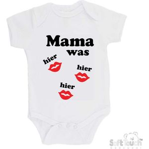 100% katoenen Romper ""Mama was hier hier hier"" Unisex Katoen Wit/zwart/rood Maat 62/68