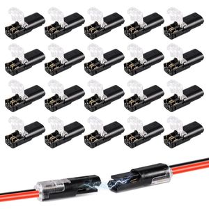 Laagspanningsdraadconnectoren 20st Wit Insteekbare LED-Draadconnectoren met Vergrendelingsgesp - Snelkoppeling - 2-Polige Aansluitstekker .