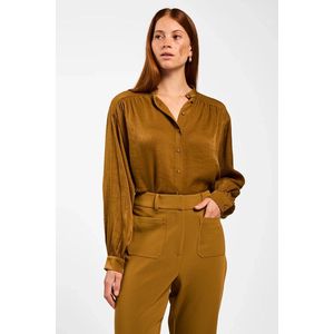 LIV - Blouse - French Olive - Losvallend Model - Opstaande Kraag