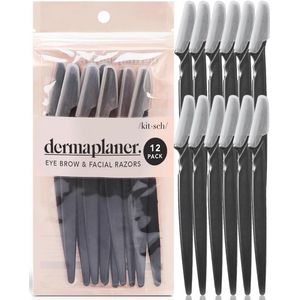 Dermaplaning Tool voor Gezichtsverzorging - Gezichtsscheermes, Wenkbrauwtrimmer en Exfoliator, 12 Stuks (Zwart)