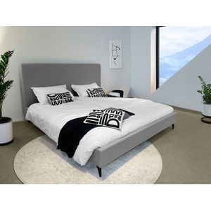 Bed Drop® - Mona - Lichtgrijs bedframe met hoofdbord - 160 x 200 cm - met lattebodem - matras niet inbegrepen