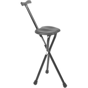 PEPE Mobility® Wandelstok met zitje - Wandelstok opvouwbaar - Wandelstok met zitje opvouwbaar - Hulpmiddelen voor ouderen - Aluminium - Zwart