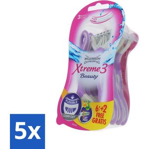 Wilkinson - Wegwerpscheermesjes Xtreme3 Beauty Comfort - Voor Gevoelige Huid - 8 scheermesjes - Bulkverpakking - 5 stuks