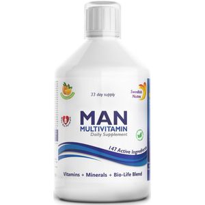 Swedish Nutra Vloeibare Man Multivitamine 500 ml - Vegan- Glutenvrij- Lactosevrij-GMO-vrij