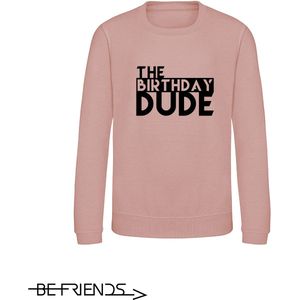 Be Friends Sweater - Birthday dude - Heren - Roos - Maat M