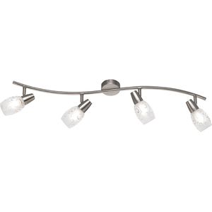 LED Plafondspot - Plafondverlichting - Torna Kalora - E14 Fitting - 4-lichts - Rechthoek - Mat Nikkel - Aluminium