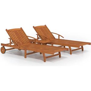 vidaXL - Ligbeddenset - met - tafel - massief - acaciahout