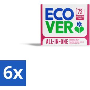 6 x Ecover - Vaatwastabletten All-in-One - Lemon & Mandarin - 72 Tabs - Vaatwastabletten - Vaatwasser - Milieuvriendelijk - Biologisch Afbreekbaar - Plantaardige Reiniging