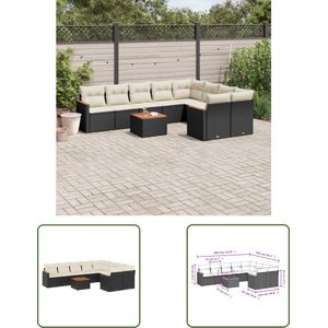 The Living Store Loungeset Los Angeles - Hoekopstelling - Zwart PE-rattan - Waterdichte opbergtassen - Modulair ontwerp