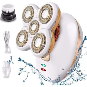 PULUZ Upgrade Elektrisch Lady scheerapparaat, 5-Blade Waterdicht Vrouwelijk Scheermes, Oplaadbare Bikini Trimmer met Reinigingsborstel, Ontharing voor Benen Gezicht Lichaam Lippen
