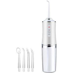 Monddouche - Water flosser - Elektrische waterflosser draadloos- Draagbare waterflosser - Tandsteen Verwijderaar - 3 Standen - 4 Opzetstukken - Lange batterijduur - Tandenreiniging en mondverzorging - Unisex - Cadeau voor dames - Wit
