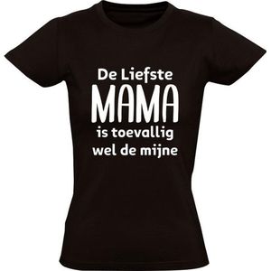 De liefste mama is wel de mijne Dames t-shirt | moederdag | oma | moeder | grappig | cadeau | Zwart