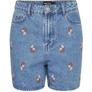 Pieces Broek Pcsky Hw Embroidery Shorts 17148991 Light Blue Denim/embroidery Dames Maat - XS