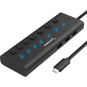 SABRENT USB C Hub 7 Port 20W met schakelaars (HB-3A4C)