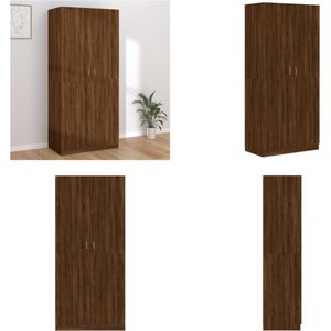 vidaXL Kledingkast 90x52x200 cm bewerkt hout bruineikenkleurig - Kledingkast - Kledingkasten - Garderobekast - Slaapkamerkast