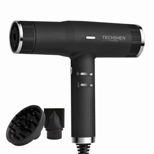 Techshen X by Ricki Parodi – Professionele Föhn met Ionentechnologie & Diffuser – 1800W – Sneldrogend & Stil – Zwart