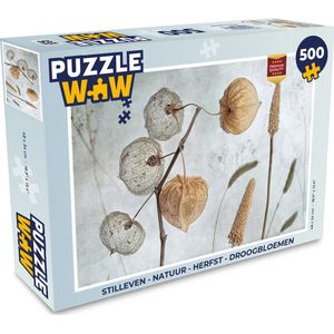 Puzzel Stilleven - Natuur - Herfst - Droogbloemen - Bruin - Legpuzzel - Puzzel 500 stukjes