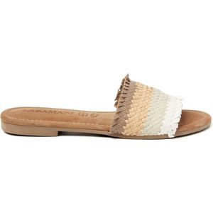 Lazamani Chloe Leren Dames Slippers Beige Maat 41