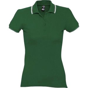 SOLS Dames/Dames Praktijk getipt Pique korte mouw Poloshirt (Groen/Wit)