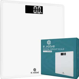 e.volve Weegschaal Personenweegschaal Digitaal - Wit - Digitale Weegschaal - Incl. Batterijen - Weegschalen