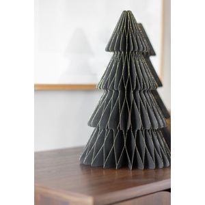 Honeycomb - Kerstdecoratie - Zwarte Papieren Kerstboom - 30 cm - Zwart - Gouden Rand - Magnetische Sluiting