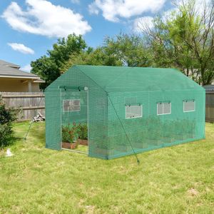 Aufun Foliekas, 4,5 X 2 X 2 Meter, Kas Met Folie, Tunneldeur En Ramen Met Gietijzeren Netfolie, Perfect Voor Het Verbouwen Van Planten In De Tuin, Groen