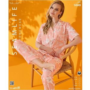 Dames Pyjama Set Leilani / 100% katoen / Blouse & Broek / maat XXL