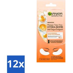Garnier - SkinActive - Tissue Oogmasker - Sinaasappel - 1 Gezichtsmasker - Voordeelverpakking - 12 stuks