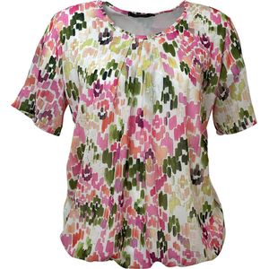 Pink Lady dames blouse - blouse dames KM - M101 - pink print - maat S