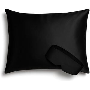 Perfect Sleep Set Zwart - Kussensloop & Slaapmasker - Silk Heaven - 50x70cm