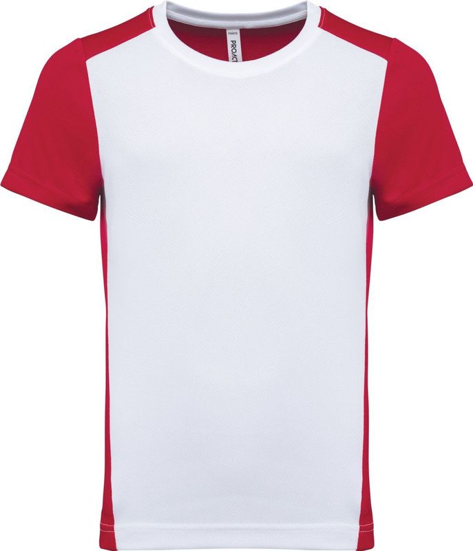 PROACT® Ecologisch sport-T-shirt in twee kleuren voor kinderen PA4016 - White / Red - 10/12 years (10/12 ans)