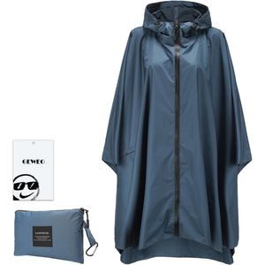 Geweo Regenponcho Volwassenen - Regenmantel Poncho - Raincoat Heren -Fietsponcho - Fietsponcho Fiets Dames - Herbruikbaar- One Size - Unisex - Adjustable Hood en Snap-buttons - Donkerblauw