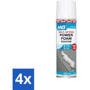 HG - Badkamer - Badkamerreiniger - Power Foam Douche - Zelf-Activerend - 300 ml - Voordeelverpakking - 4 stuks