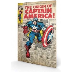MARVEL - Printing on wood 40X59 - Captain America Origin