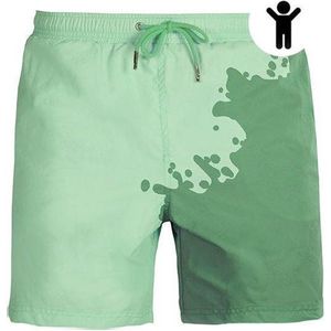 SEA'SONS - Zwembroek Jongens - Kleurveranderend - Sneldrogend - Groen - Maat 92/98 (SEASONS - Kleur veranderend)