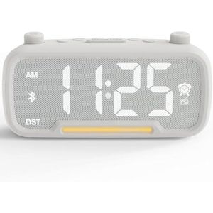 Digitale wekkerradio met Bluetooth, lichtwecker met USB oplader, batterijback-up, dimbaar, instelbaar volume voor diepe slapers