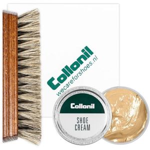 Collonil schoenpoets | Schoenpoets set | Shoe cream | Borstel | Poetsdoek | Kleur: Pale gold